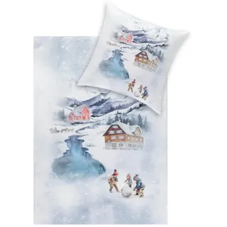 Estella Mountain Lake Flanell Weiß 155 x 220 cm + 80 x 80 cm