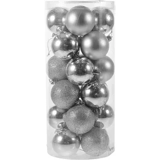BESPORTBLE 24er Pack Weihnachtskugeln Ornamente Dekoration für Baumhaus Indoor Outdoor Hängekugeln 6cm Silber