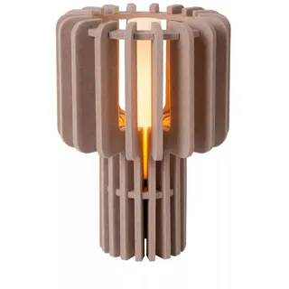 Licht-Erlebnisse Nachttischlampe ZYREX, ohne Leuchtmittel, Glas E27 Ø 24 cm rund 35 cm hoch Taupe Modern Nachttischleuchte grau