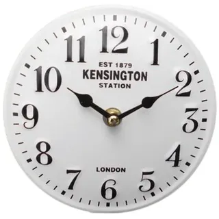 Deko-Impression Tischuhr Kleine Standuhr Kensington Station aus Metall 15 cm weiß