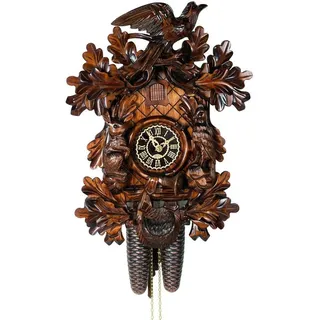 Clockvilla Hettich-Uhren Wanduhr Schwarzwälder Kuckucksuhr 8 Tage geschnitzt