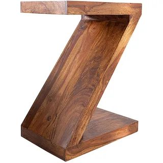 Riess-Ambiente invicta INTERIOR riess-Ambiente.de Massiver Beistelltisch Z 45cm Sheesham Stone Finish Z-Form einzigartige Maserung Wohnzimmertisch Sofatisch Tisch
