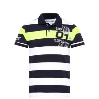 CAMP DAVID Poloshirt mit bunten Blockstreifen und Artworks XXL (58/60)