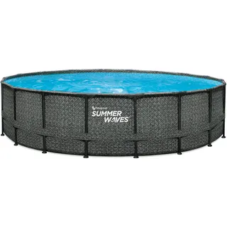 Summer Waves Elite Frame Pool 549 x 132 cm Rattan-Optik grau