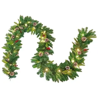 Kunstgirlande Tannengirlande Weihnachtsgirlande mit Beleuchtung Weihnachtskranz, FIVMEN, Künstliche Weihnachtskranz für Innen & Außen 500 cm