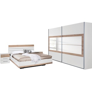 rauch Schlafzimmer-Set Tarragona, (Set, 4-St), Schwebetürenschrank in 3 Breiten, Bett in 2 Größen und 2 Nachttische weiß
