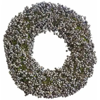 Loberon Kranz Elly, Edler Naturmix, Haltbar Veredelt, Tür- oder Tischschmuck, Dekoration, Türkranz, Styropor, Moos, Azalee-Samen, blau/grün