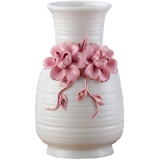 Vase Keramikvase Dekoration Landhaus Dekoration Landhausstil Wohnzimmer Esstisch Couchtisch Veranda Blumengerät (Color : Pink, Size : 11.5×19.5cm)