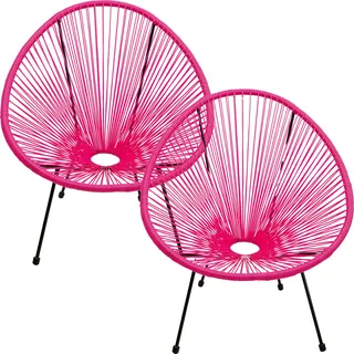Kare Design Gartenmöbel Set Acapulco, 2er Set, Pink, Indoor und Outdoor Sitzgruppe im Retro-Design, 2X Sessel, Gartenstühle, Lounge-Möbel für Balkon, Garten, Terrasse, Stahl, 85x73x78 cm (H/B/T)