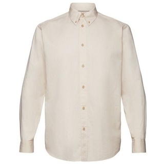 Esprit Langarmhemd Hemd aus Baumwoll-Popeline beige