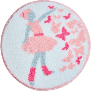 Grund Badteppich Ballerina, Pink, Textil, Prinzessin, rund, Made in Europe, Oeko-Tex® Standard 100, für Fußbodenheizung geeignet, rutschfest, Badtextilien, Badematten