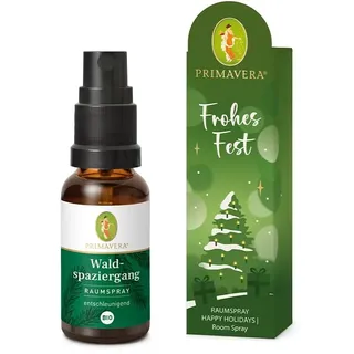 PRIMAVERA Geschenkanhänger Frohes Fest - Geschenkanhänger mit Mini Waldspaziergang Raumspray bio - Riesentanne bio, Fichtennadeln bio, Vetiver - vegan
