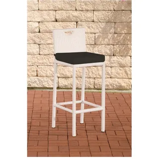 CLP Outdoor-Barhocker Mari Mit Sitzkissen I Polyrattan Tresenstuhl Mit Fußstütze I Thekenhocker Mit 75 Cm Sitzhöhe