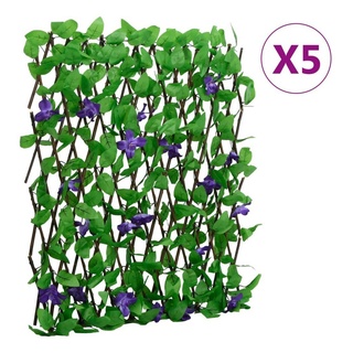 vidaXL Gartenzaun Rankgitter mit Künstlichem Efeu 5 Stk. Erweiterbar 180x70 cm, (5-St) grün