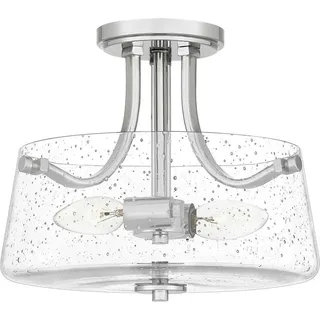 Deckenlampe Metall Glas D: 31,3 cm rund Nickel poliert 2-flammig Jugendstil Deckenleuchte - Bunt
