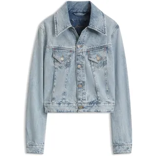 Jeansjacke BOSS ORANGE "TRUCKER JKT Premium Damenmode", Damen, Gr. XL, blau (open blau 460), Denim/Jeans, Obermaterial: 100% Baumwolle, slim fit normal, 1-Knopf-Manschette mit Schlitz, Jacken Jeansjacke, aus Baumwoll-Denim, Slim Fit