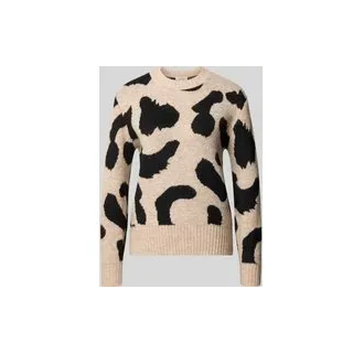 Strrickpullover mit Rundhalsausschnitt Modell 'Minyax Leo Jumper', Beige Melange, M
