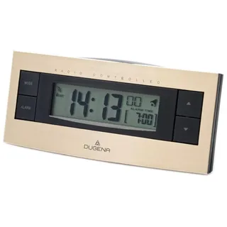 DUGENA 4460460 Wecker Funkwecker Digital Licht Alarm schwarz gold