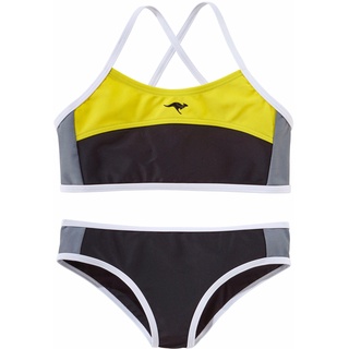Bustier-Bikini KANGAROOS Gr. 134/140, N-Gr, schwarz (schwarz, gelb) Kinder Bikini-Sets Bikini Bikinis im sportlichen Look