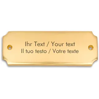 Personalisiertes Türschild aus Messing mit Gravur - 125 x 45 mm, eckig - hochwertiges Messingschild mit eigenem Text - Klingelschild, Namenschild