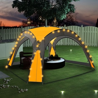 Festnight Event Pavillon Partyzelt Eventzelt Beleuchtung Solarlampen Festzelt Gartenpavillon mit 4 Seitenwänden Gartenzelt Garten Pavillion Camping Festival Party 3,6x3,6x2,3 m