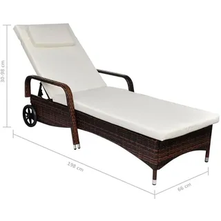 vidaXL Sonnenliege 198 x 66 x 98 cm braun/cremeweiß inkl. Rollen