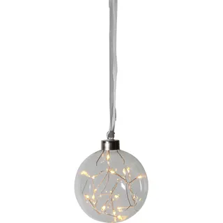 EGLO LED-Weihnachtskugel für Innen, beleuchtete Glaskugel zum Aufhängen | transparente Leuchtkugel zum Hängen mit Timer, warmweiß, Batterie-Betrieb, Ø 10 cm