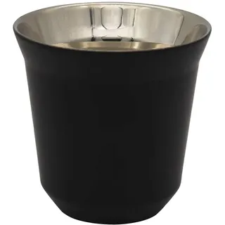 Abcsea 1 Stück Espressotassen Aus Edelstahl, Kaffeetasse aus Edelstahl, Mokkatassen Edelstahl, Doppelwandige Kaffeetassen Espressobecher, Schwarz 80ml