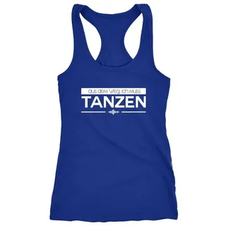 MoonWorks Tanktop Damen Tanktop aus dem Weg ich muss tanzen Party Feiern Sprüche Festival Racerback Moonworks® blau XXL