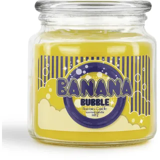 Bacana Candle - Duftkerze im Glas - Duftkerze im Glasgefäß mit Deckel - Originelle Kerze als Geschenk - 560 Gramm, 80-110 Stunden Brenndauer - Banana Bubble