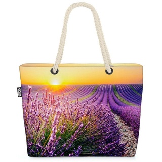 VOID Strandtasche (1-tlg), Landschaft Blumen Lavendel Blumenmuster Landschaft Flora Lavendelfeld bunt
