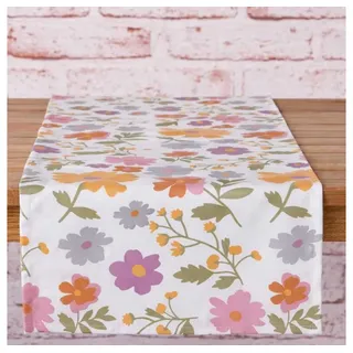 AltoBelli Tischläufer AltoBelli Tischläufer SUMMER Weiß mit bunten BLUMEN