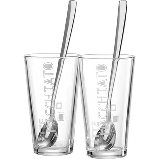 Ritzenhoff & Breker Latte Macchiato Gläser Lena mit Löffel, 4-teilig, 350 ml, Kaffeegläser für 2 Personen