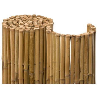 NOOR Bambusmatte Deluxe 1,00 x 2,50m I Natürliche Bambus-Sichtschutzmatte mit durchbohrtem Draht für maximale Stabilität I Terrassen- und Balkonwindschutz