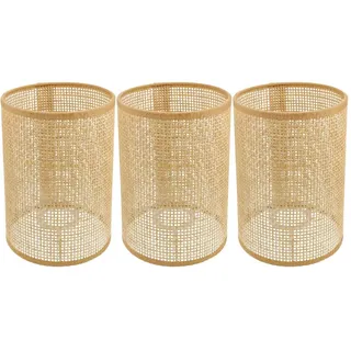Angoily 3 Stück Rattan Trommel Lampenschirm Ersatz E27/E14 Kronleuchter Lampenschirm Natürliche Gewebte Zylinder Lichtabdeckung Tischlampenabdeckung Für Kronleuchter Stehtischlampen
