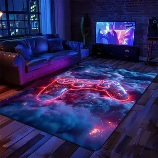 PEIHUODAN Gaming Area Rug Für Jungen Zimmer - Gamer Rug Mit Game Controller Design - Perfekt Für Game Room, Esports Roomn, Wohnzimmer, Und Teenager Kids' Game-Themed Bedroom (Colour 4,120x160cm)