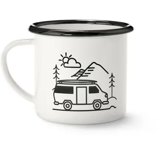 Tchibo - Emaille-Kaffeebecher Camping - schwarz