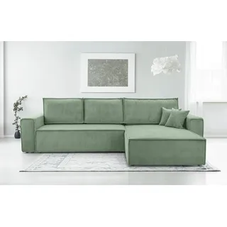 ax living Eckcouch Cord 2-Sitzer Salbeigrün