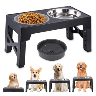 SinLaw Futterspender Hundefutter Schüssel, faltbare Haustier langsame Nahrung Schüssel, Klappbar und höhenverstellbar schwarz