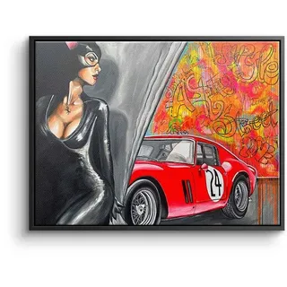 DOTCOMCANVAS® Leinwandbild GTO, Leinwandbild GTO Auto catwoman street art Pop Art rot schwarz quer schwarz