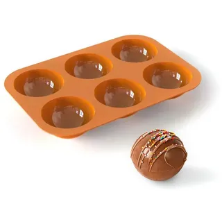 Metamorph Pralinenform Halbkugel Silikonform 6-fach, Mit der Chocolate Bomb Form aus Silikon für sechs Halbkugeln gelingen braun