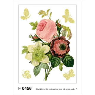 Sanders & Sanders Wandtattoo Blumenstillleben Grün, und Rosa 65 x 85 cm, 600257