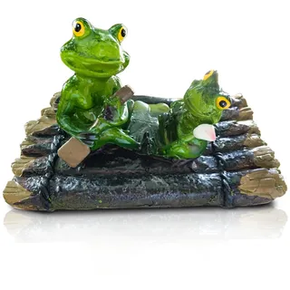 NASSMOSSE Schwimmende Teichdekoration,Harz-Frosch-Teich-Gartenskulpturen und -Statuen,Miniatur-Froschstatue auf Floß,wasserdichte Froschfigur für Hausgarten-Dekoration