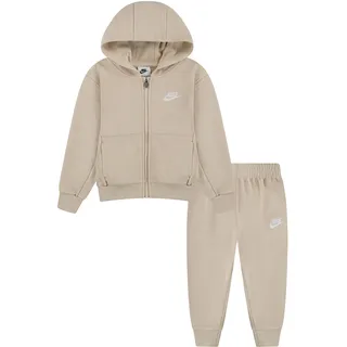 Jogginganzug NIKE SPORTSWEAR "NKN LBR FT FZ CLUB SET", Jungen, Gr. 122 (7), beige (sanddrift), angeraute Sweatware, Obermaterial: 60% Baumwolle, 40% Polyester, Sportanzüge Jogginganzug, zweiteiliges Set, für Kinder