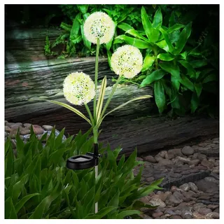 GLOBO LIGHTING LED Solarleuchte, LED-Leuchtmittel fest verbaut, Neutralweiß, Außenleuchte Solarlampe Gartendeko LED Pusteblume Edelstahl Lila gelb