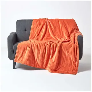 Homescapes Wattierte Kuscheldecke 150 x 200 cm Orange