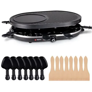 HaushaltO Raclette Raclette-Grill für 8 Personen mit 8 Pfännchen und Schabern, 8 Raclettepfännchen, 1400,00 W, mit Steinplatte
