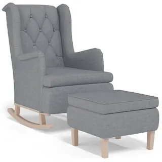 vidaXL Schaukelsessel mit Hocker Stoff 55 x 100 x 54 cm Hellgrau