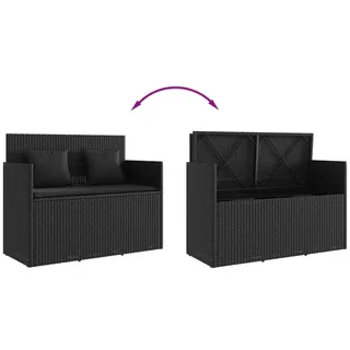 vidaXL Gartenbank NA Gartenbank mit Stauraum Schwarz PE-Rattan für 2 Personen 120x50x90c schwarz