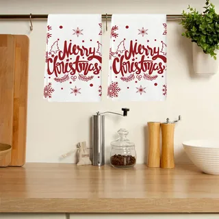FANSU Geschirrtücher Weihnachten 2er Set,Geschirrtuch Saugfähig Küchenhandtuch 40x60cm Fusselfrei Küchentücher Trockentücher Dicke Weich Küchenhandtücher Geschirrhandtücher (Frohes neues Jahr C)